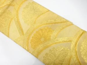 アンティーク　変わり青海波に花模様織り出し袋帯（材料）